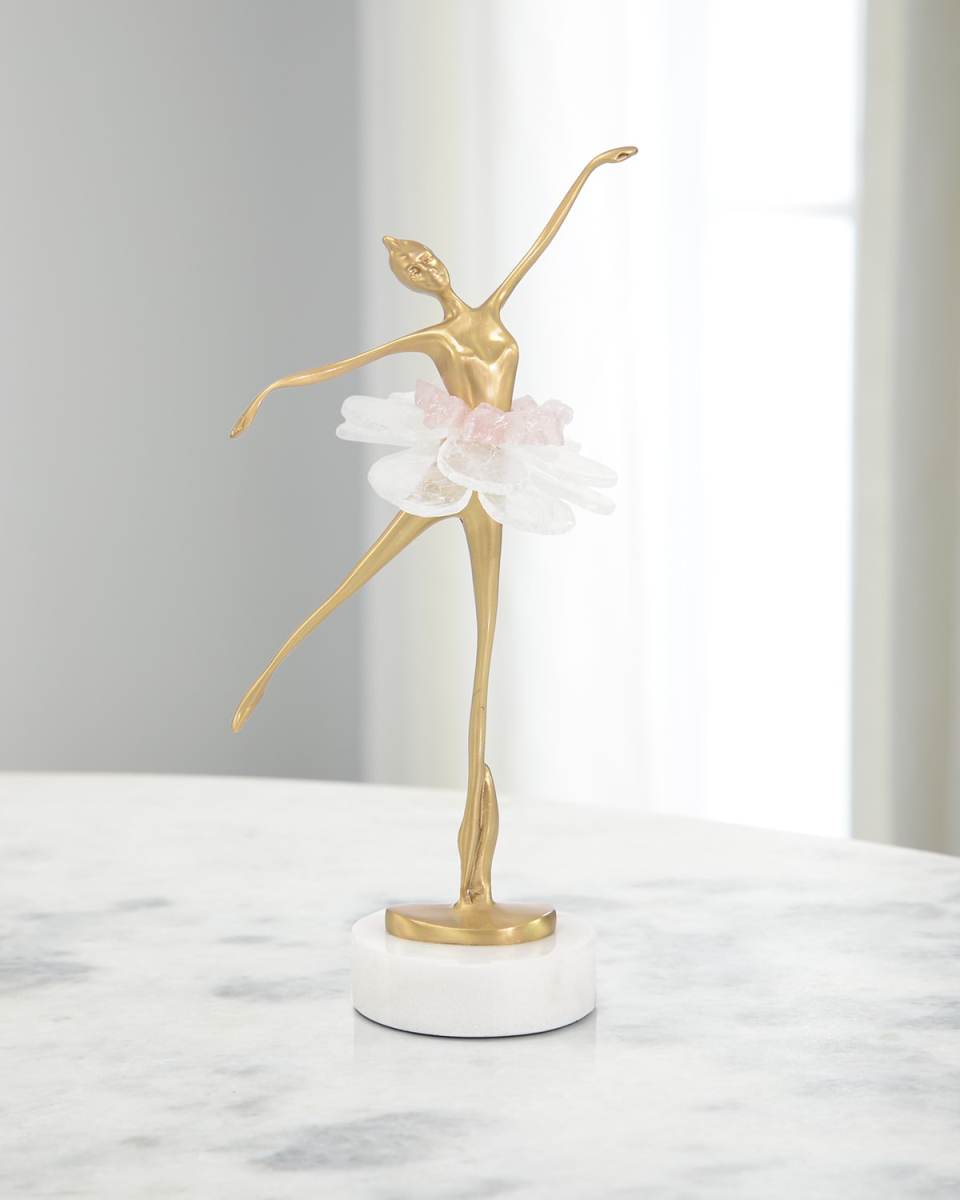 Selenite Ballet Sculpture on Marble Base I